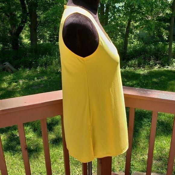 Slinky Brand Yellow Sleeveless Blouse Women’s Small Flowy Stretch Scoop Neck, Sm - Picture 8 of 14